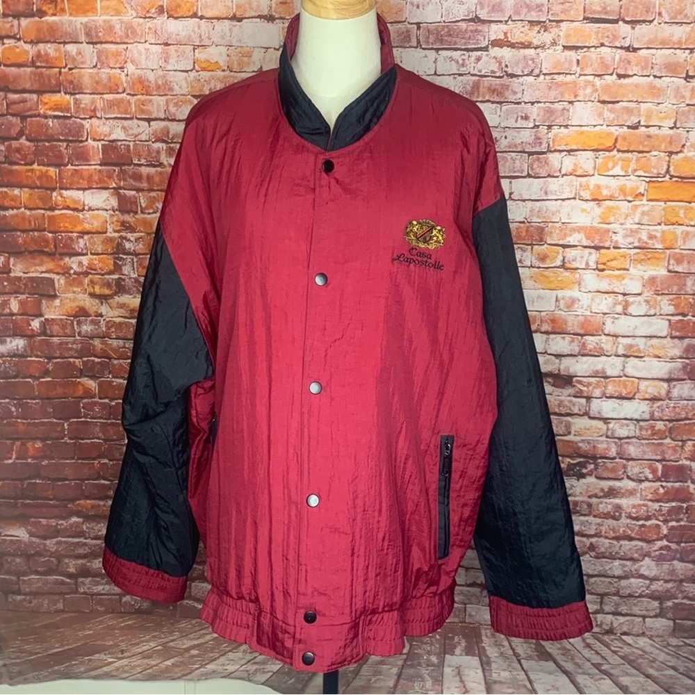 Vintage Y2K Casa Lapostolle Burgundy and Black Button Down Windbreaker - Picture 1 of 13